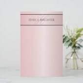 Elegante Blush Nep Rose Gold | Naam & Initialen Briefpapier (Staand voorkant)
