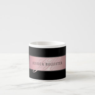 Elegante Blush Nep Rose Goud Naam & Initiaal Espresso Kop