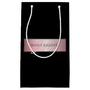 Elegante Blush Nep Rose Goud Naam & Initiaal Klein Cadeauzakje