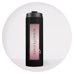 Elegante Blush Nep Rose Goud Naam & Initiaal Thermosbeker