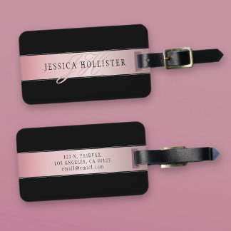 Elegante Blush Nep Rose Goud | Naam & Initialen Bagagelabel