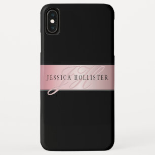 Elegante Blush Nep Rose Goud Naam & Initialen iPhone XS Max Hoesje