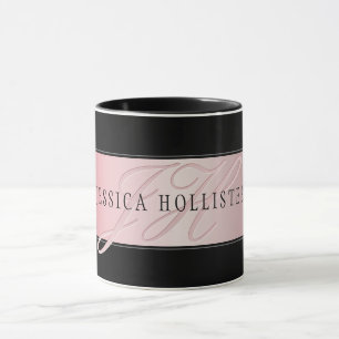 Elegante Blush Nep Rose Goud Naam & Initialen Mok