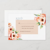 Elegante Blush Peach Bloemen RSVP Respons Kaart (Voorkant / Achterkant)