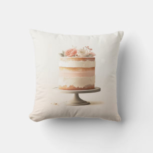 Elegante Blush Peach Floral Cake Keuken Bakkerij Kussen