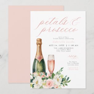 Elegante Blush Petals & Prosecco Vrijgezellenfeest Kaart