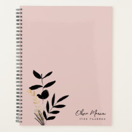 Elegante Blush Pink en Gold Black Botanical Planner