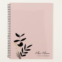 Elegante Blush Pink en Gold Black Botanical Planner