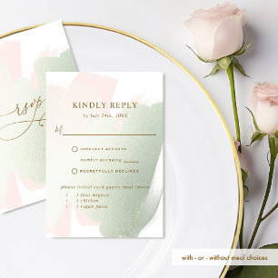 Elegante Blush Pink en Salie met/zonder maaltijd R RSVP Kaartje