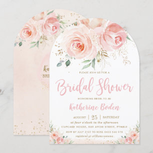 Elegante Blush Pink Floral Gold Vrijgezellenfeest Kaart