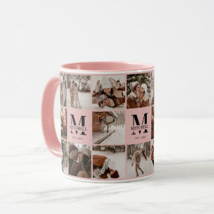 Elegante Blush Pink Multi Photo Collage Keepsake Mok