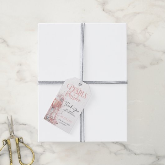 Elegante Blush Pink Pearls en Prosecco Dank u Cadeaulabel (Met Touw)