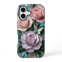 Elegante Blush Pink Roses in Glas in lood Art