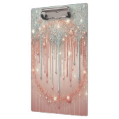 Elegante Blush Pink & Silver Glitter Drip Klembord (Links)