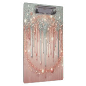 Elegante Blush Pink & Silver Glitter Drip Klembord (Rechts)