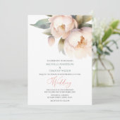 Elegante Blush Pioen Waterverf Bloemen Aankondigin Aankondiging (Staand voorkant)
