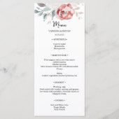 Elegante Blush Red Ivory Rozen bruiloft Menu (Voorkant)