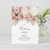 Elegante Blush Roos bruiloft uitnodiging Sjabloon (Staand voorkant)