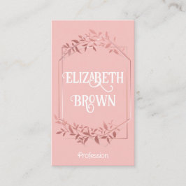 Elegante blush roos gouden lijst bladeren visitekaartje