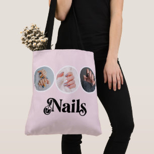 Elegante Blush Roze 3 Foto Nagelstylist Salon Draagtas