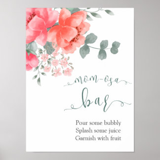 Elegante blush roze bloem eucalyptus momosa bar poster