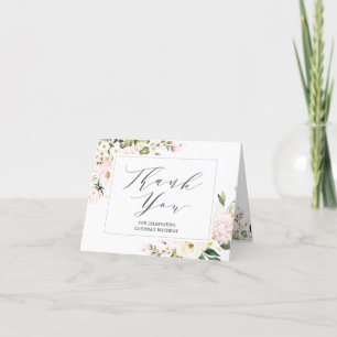 Elegante blush roze bloem gevouwen dank u kaart