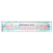 Elegante Blush Roze Bloemen Bloemen Bloemen Naambordje (Voorkant)