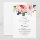 Elegante Blush Roze Bloemen Botanische Bruiloft Kaart (Voorkant / Achterkant)
