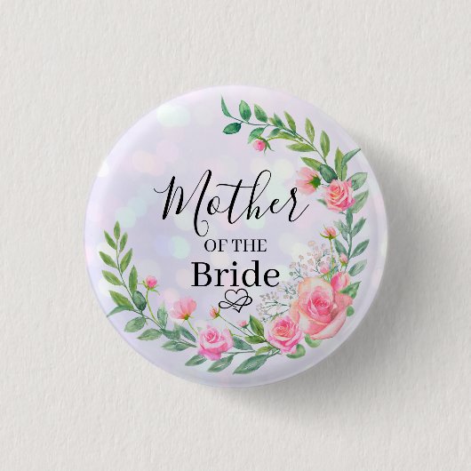 Elegante Blush Roze Bloemen Dank u Bruiloft Ronde Button 3,2 Cm (Voorkant)