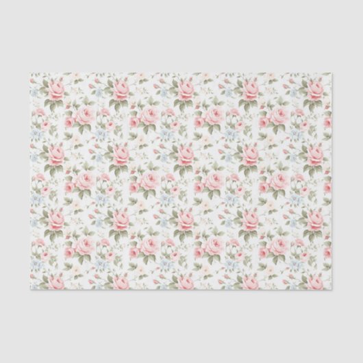 Elegante Blush Roze Bloemen Gift wrap Tissuepapier (Voorkant)