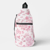 Elegante  blush roze botanische bloemen sling bag (Voorkant)