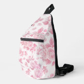 Elegante  blush roze botanische bloemen sling bag (Rechterhoek)