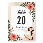 Elegante blush roze bruid en bruidegom bloemenbrui kaart (Achterkant)