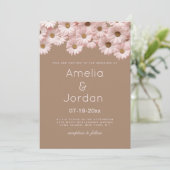 Elegante blush roze bruine madeliefjes bloemenbrui kaart (Staand voorkant)