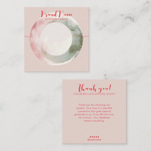 Elegante Blush Roze Brush Art Ketting Display Vierkante Visitekaartje (Voorkant / Achterkant)