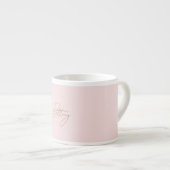 Elegante Blush Roze & Chique Gouden Script Naam Espresso Kop (Voorkant rechts)