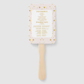 Elegante Blush Roze en Goud Hemelse Bruiloft Handwaaier (Achterkant)