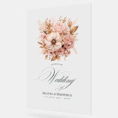 Elegante Blush Roze en Gouden Bloemen Huwelijk Wel Acryl Bord (Hoek)