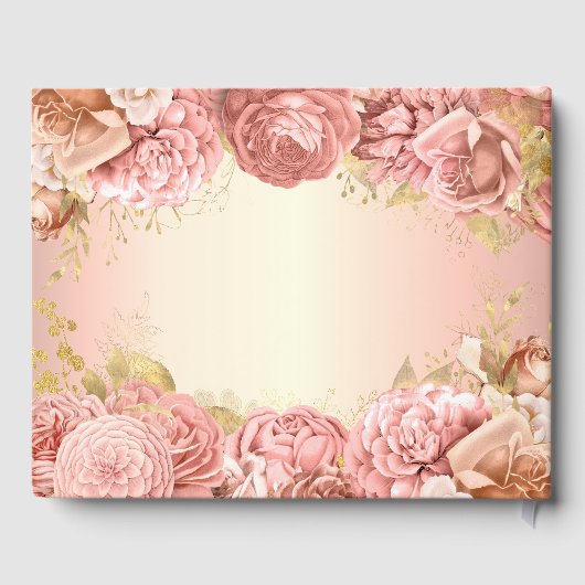 Elegante Blush Roze en Gouden Quinceanera Custom Gastenboek (Achterkant)