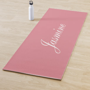 Elegante Blush Roze Gepersonaliseerde Naam Yoga Ma Yogamat