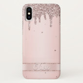 Elegante blush roze girly glitter vloeistof Case-Mate iPhone case (Achterkant)