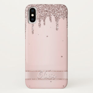Elegante blush roze girly glitter vloeistof iPhone x hoesje