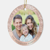 Elegante Blush Roze Glitter Foto Metallic Keramisch Ornament (Links)