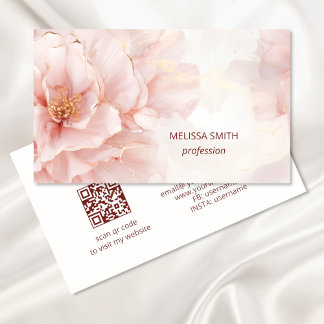 Elegante Blush Roze Gouden Waterverf Bloem Visitekaartje