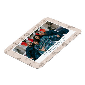 Elegante Blush Roze Kerstgroeten met Foto Magneet