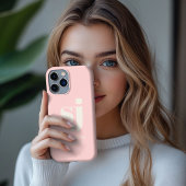 Elegante blush roze monogram initialen iPhone hoesje