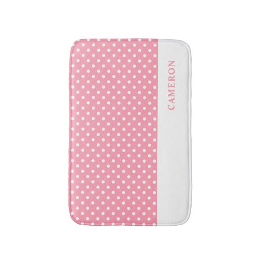 Elegante Blush Roze Polka Dots Gepersonaliseerd Badmat (Voorkant Verticaal)