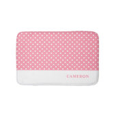 Elegante Blush Roze Polka Dots Gepersonaliseerd Badmat (Voorkant)