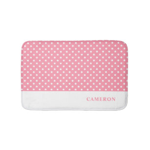 Elegante Blush Roze Polka Dots Gepersonaliseerd Badmat