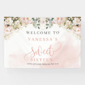Elegante blush roze rozen eucalyptus goud zoet 16 spandoek (Horizontaal)
